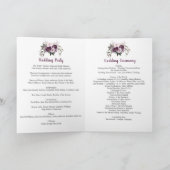 Rustic Paarse Pruim Pioenrozen Herten Wedding Prog Feestdagen Kaart (Binnen)