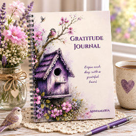 Rustic Paarse Vogelhuis Dankbaarheidsjournaal |  Notitieboek