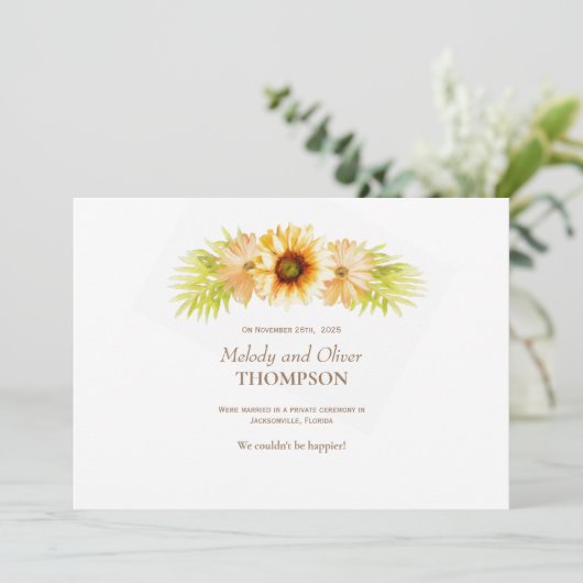 Rustic Painted Sunflower Aankondiging (Staand voorkant)