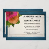 Rustic Painted Wood Daisies Wedding Invitting Kaart (Voorkant / Achterkant)