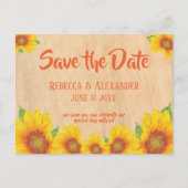 Rustic Painterly Sunflower Save the Date Briefkaart (Voorkant)