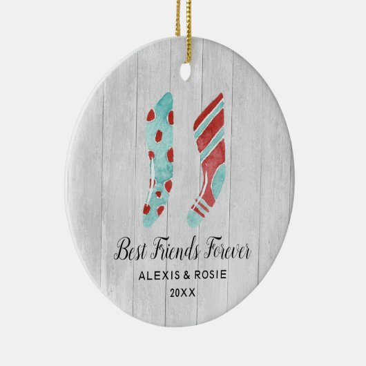 Rustic Pair of Stockings Specialized Best Friends Keramisch Ornament (Rechts)