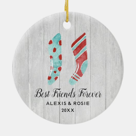 Rustic Pair of Stockings Specialized Best Friends Keramisch Ornament (Achterkant)