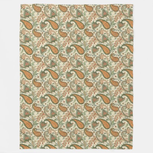 Rustic Paisley Throw – Boho Earth Kleuren Blend Fleece Deken (Voorkant)
