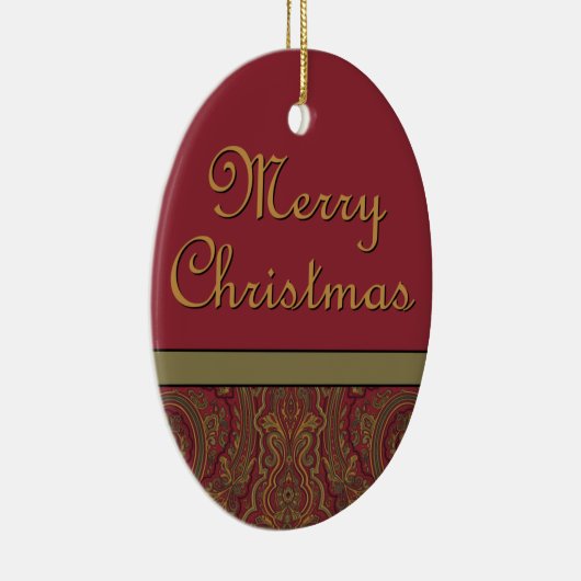 Rustic Paisley Vrolijk Kerstfeest Keramisch Ornament (Rechts)