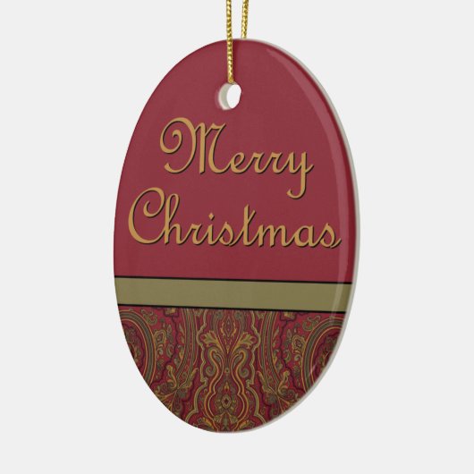 Rustic Paisley Vrolijk Kerstfeest Keramisch Ornament (Links)