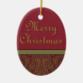 Rustic Paisley Vrolijk Kerstfeest Keramisch Ornament (Voorkant)