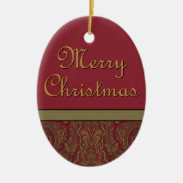 Rustic Paisley Vrolijk Kerstfeest Keramisch Ornament