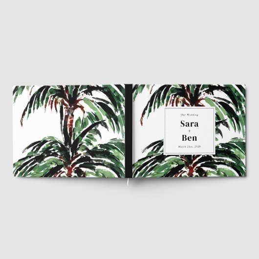 Rustic Pakte Palm Trees Beach Wedding Gastenboek (Volledig)