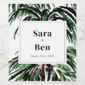Rustic Pakte Palm Trees Beach Wedding Wijn Etiket (Enkel label)