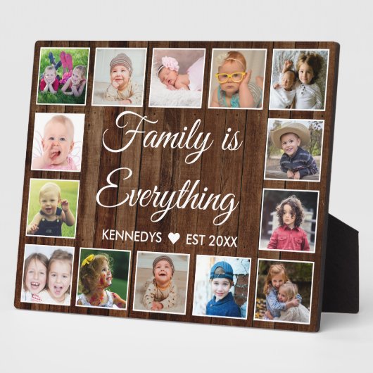 Rustic Pallet Wood 14 Photo Collage Family Quote Fotoplaat (Zijkant)