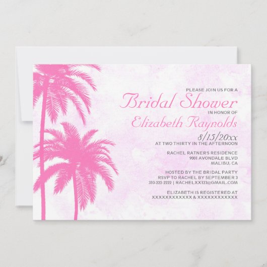 Rustic Palm Beach Bridal Shower Invitations Kaart (Voorkant)