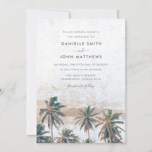 Rustic Palm Beach Destination Wedding Kaart (Voorkant)
