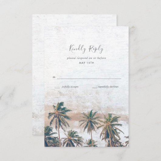 Rustic Palm Beach Destination Wedding RSVP Kaartje (Voorkant / Achterkant)