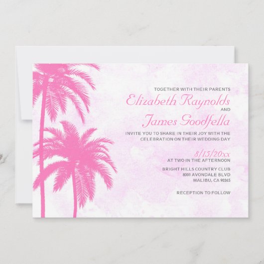 Rustic Palm Tree Beach Wedding Invitations Kaart (Voorkant)