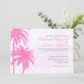Rustic Palm Tree Beach Wedding Invitations Kaart (Staand voorkant)