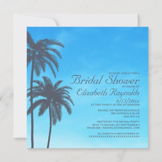 Rustic Palm Tree Bridal Shower Invitations Kaart (Voorkant)