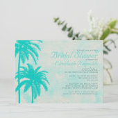 Rustic Palm Tree Burlap Bridal Shower Invitations Kaart (Staand voorkant)