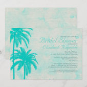 Rustic Palm Tree Burlap Bridal Shower Invitations Kaart (Voorkant / Achterkant)