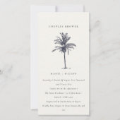 Rustic Palm Tree Navy Kraft Couples Shower Bedankkaart (Voorkant)