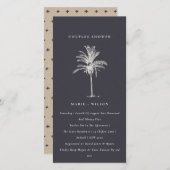 Rustic Palm Tree Navy Kraft Couples Shower Bedankkaart (Voorkant / Achterkant)