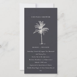 Rustic Palm Tree Navy Kraft Couples Shower Bedankkaart