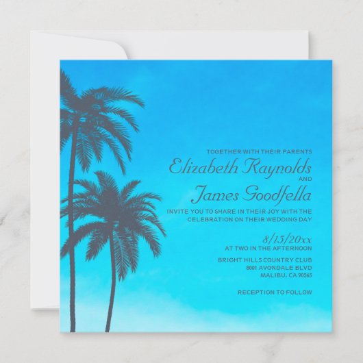 Rustic Palm Tree Wedding Invitations Kaart (Voorkant)