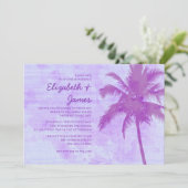 Rustic Palm Trees Beach Wedding Invitations Kaart (Staand voorkant)