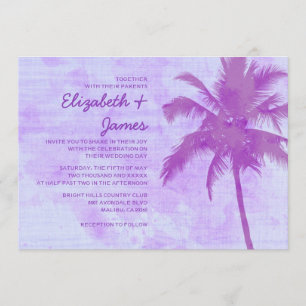 Rustic Palm Trees Beach Wedding Invitations Kaart