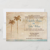 Rustic Palm Trees Beach Wedding Invitations Kaart (Voorkant)