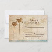 Rustic Palm Trees Beach Wedding rsvp Kaart (Voorkant)
