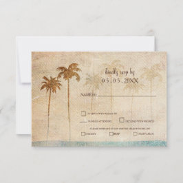 Rustic Palm Trees Beach Wedding rsvp Kaart
