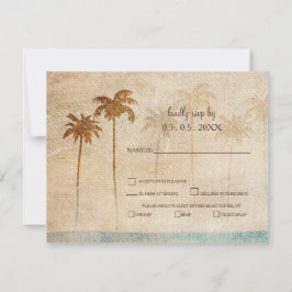 Rustic Palm Trees Beach Wedding rsvp Kaartje