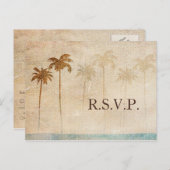 Rustic Palm Trees Beach Wedding rsvp Uitnodiging Briefkaart (Voorkant / Achterkant)