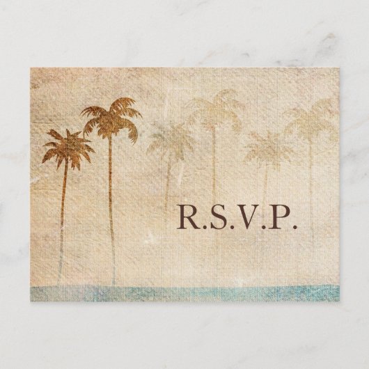 Rustic Palm Trees Beach Wedding rsvp Uitnodiging Briefkaart (Voorkant)