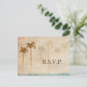 Rustic Palm Trees Beach Wedding rsvp Uitnodiging Briefkaart (Staand voorkant)