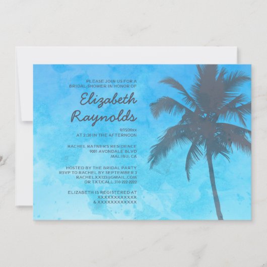 Rustic Palm Trees Bridal Shower Invitations Kaart (Voorkant)