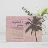 Rustic Palm Trees Burlap Wedding Invitations Kaart (Staand voorkant)