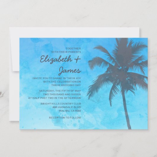 Rustic Palm Trees Wedding Invitations Kaart (Voorkant)