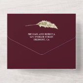 Rustic Pampas Eucalyptus Arch Burgundy Wedding All In One Uitnodiging (Achterkant)