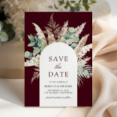 Rustic Pampas Eucalyptus Arch Burgundy Wedding Save The Date