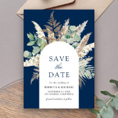 Rustic Pampas Eucalyptus Arch Navy Blue Wedding Save The Date