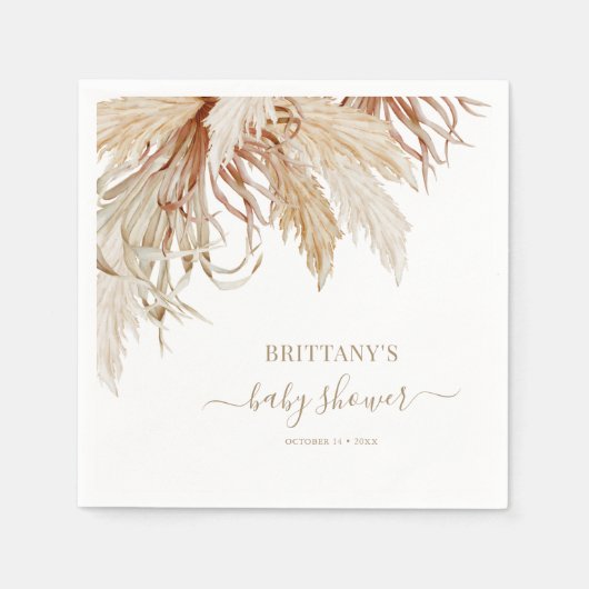 Rustic Pampas Grass Baby shower Napkins Servet (Voorkant)