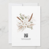Rustic Pampas Grass Boho Bohemian Wedding QR Code Save The Date (Achterkant)