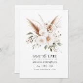 Rustic Pampas Grass Boho Bohemian Wedding QR Code Save The Date (Voorkant / Achterkant)