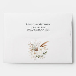 Rustic Pampas Grass Boho Floral Wedding Envelop