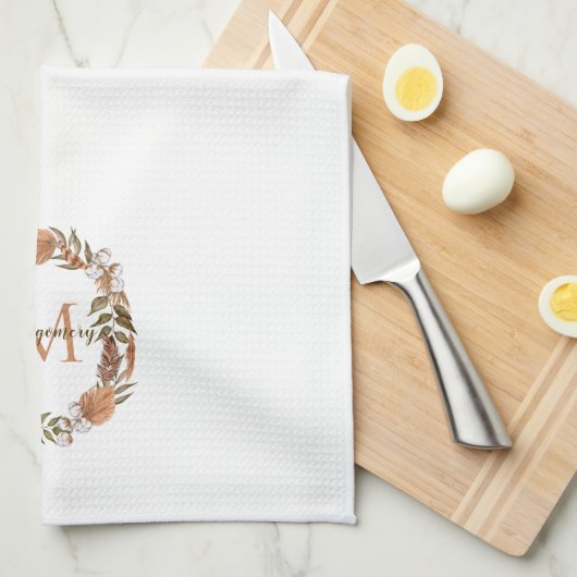 Rustic Pampas Grass | Katoen borstMonogram Theedoek (Quarter Fold)