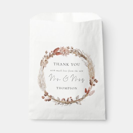 Rustic Pampas Grass Lijst Nieuw - Hartelijk dank Bedankzakje (Voorkant)