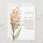Rustic Pampas Grass op White Wedding Kaart (Voorkant)