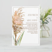 Rustic Pampas Grass op White Wedding Kaart (Staand voorkant)